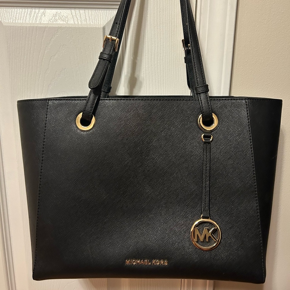 Michael Kors Black Tote with Gold Accents